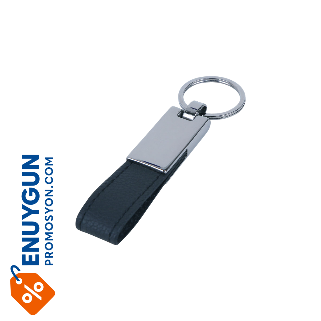 En Uygun Kazova Siyah Metal-Deri Anahtarlık