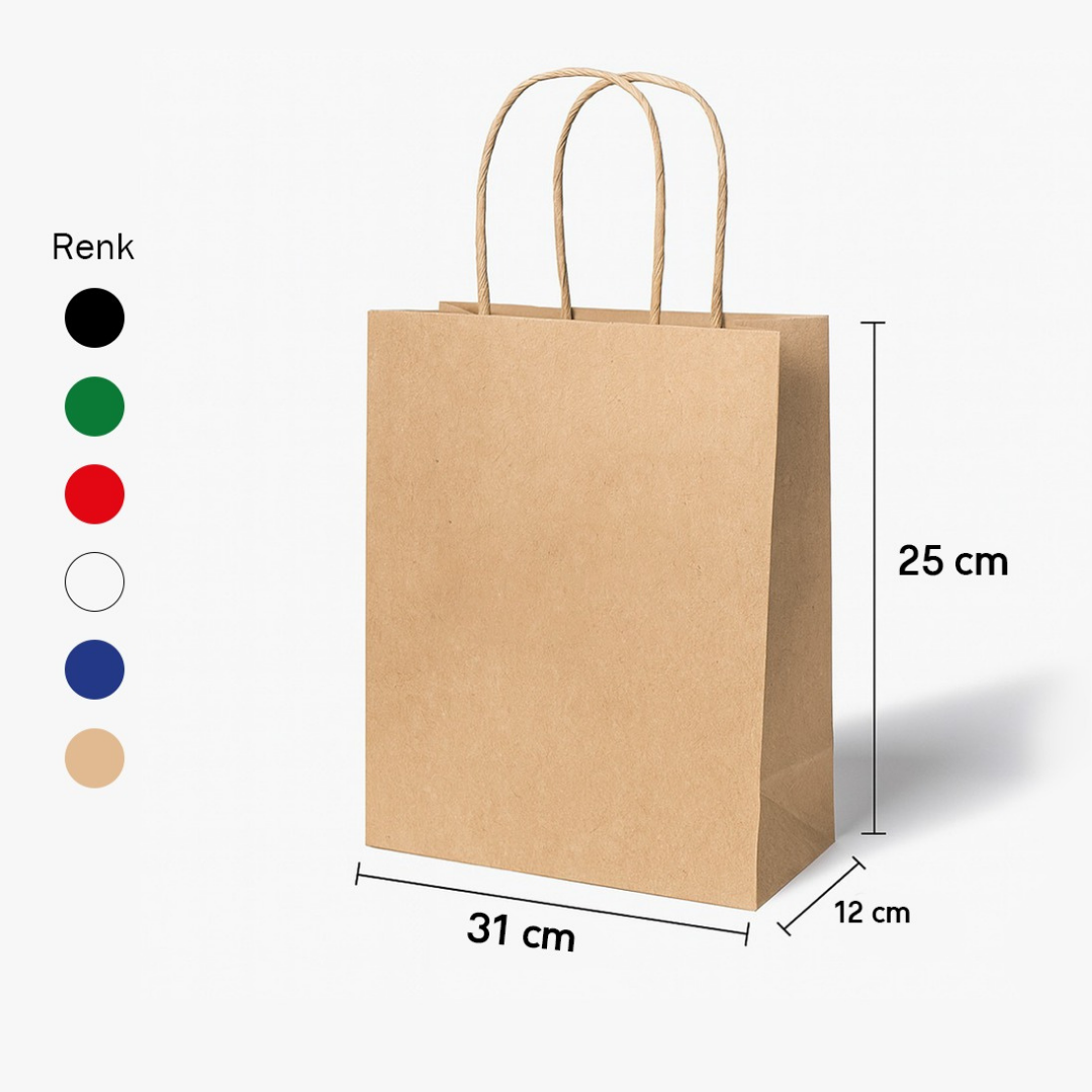 En Uygun Orta Boy Kraft Kağıt Çanta (25 × 12 × 31 cm) En Uygun Orta Boy Kraft Kağıt Çanta (25 × 12 × 31 cm)